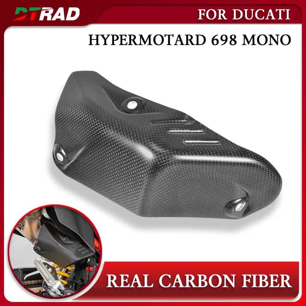 For DUCATI Hypermotard 698 Mono RVE 2024 2025 Carbon Fiber Rear Exhaust Hood Cover Heat Shield Anti-Scald Protection Accessories