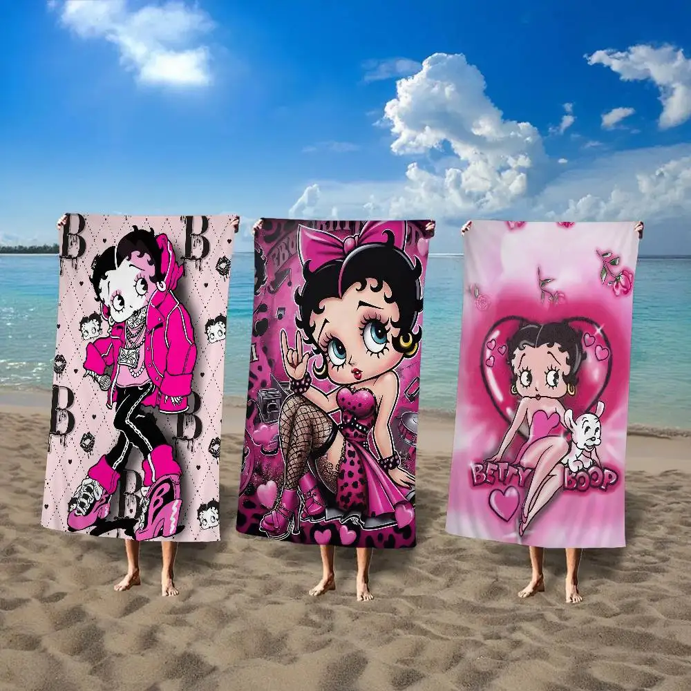 B-Betty Girl B-Boops Microfiber Blanket Quick Drying Beach Towels Oversized Printing Super Absorbent Pool Towel Blanket