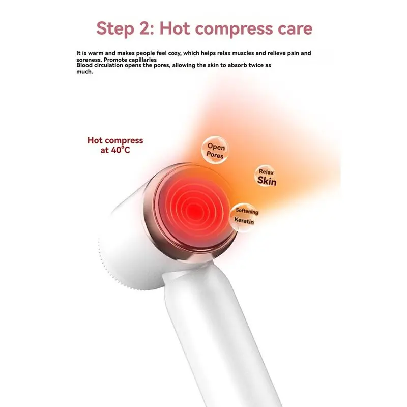 -November 6 In 1 Facial Exfoliating Ultrasonic Electric Face Cleansing Brush Pore Cleaner Compress Therapy Blackhead Removal