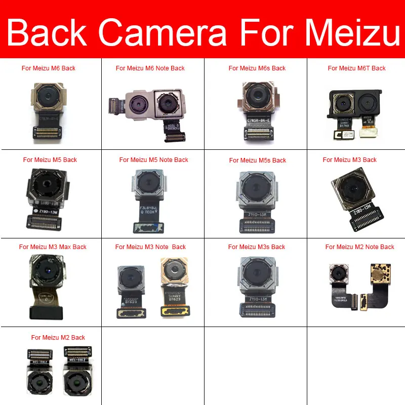 

For Meizu M2 M3 M3s M5 M5s M6s M6 M6T Note L861H M681Q M681C M681H Max Main Back Facing Camera Rear