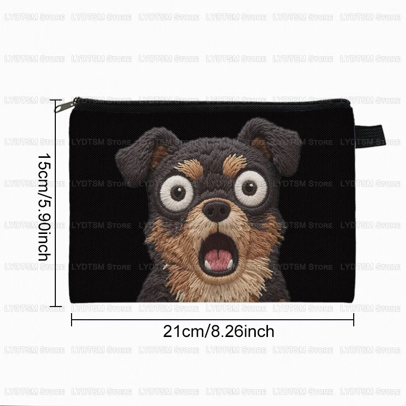 3D Felt Embroidery Animal Pencil Case Cartoon Dog Panda Cat Capybara Zipper Bag Coin Bags Makeup Cosmetic Storage Bag