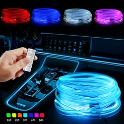 RGB LED 스트립 자동차 인테리어 네온 장식 분위기 조명, 다중 모드 DIY 대시 보드 주변 USB EL 배선 램프, 1 m, 2 m, 3 m, 4 m, 5m