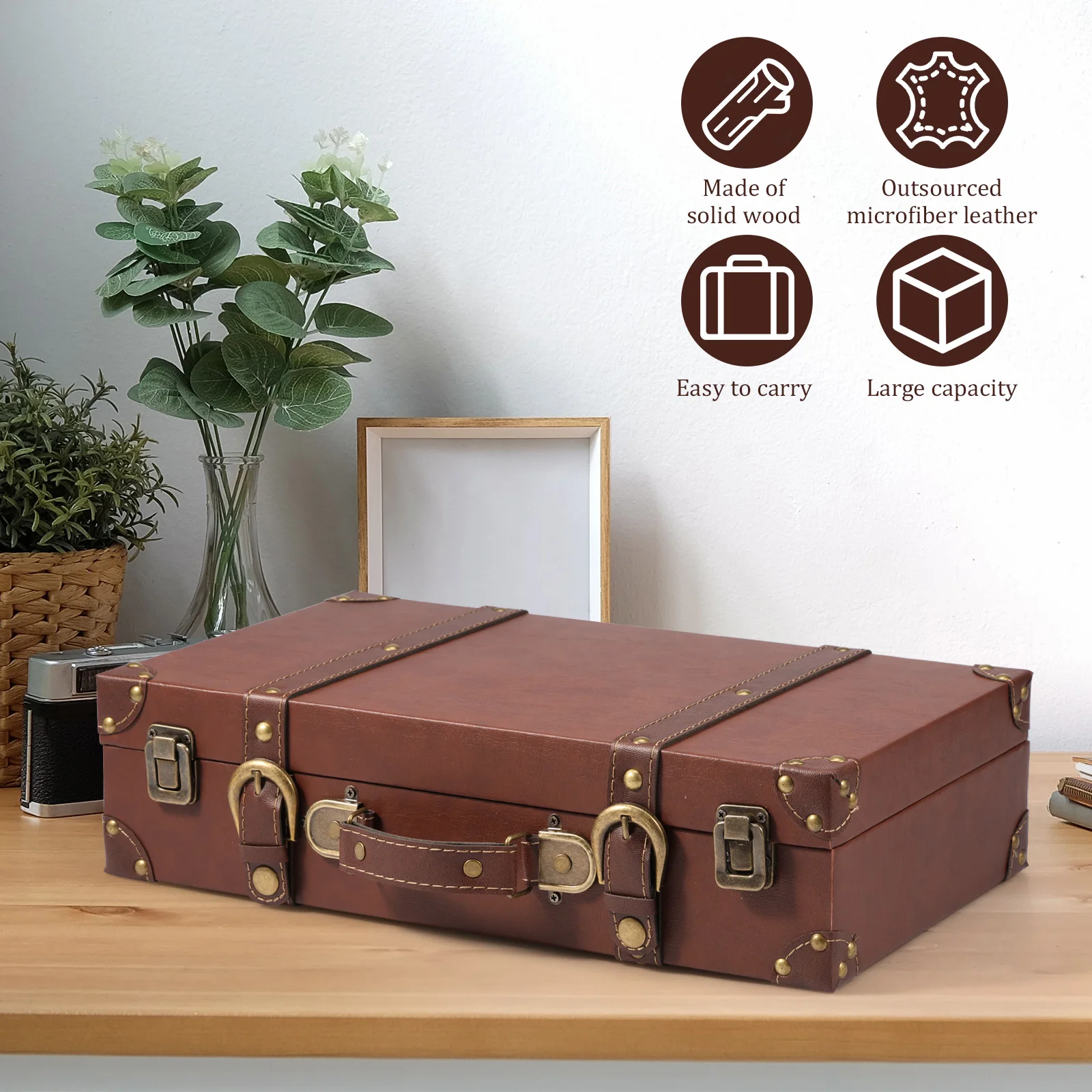 Vintage Holz Aufbewahrungsbox Schatzkiste Schmuckschatulle Mittelalterlicher Koffer für Brust Halsketten Kunstkollektion Schmuck Organizer