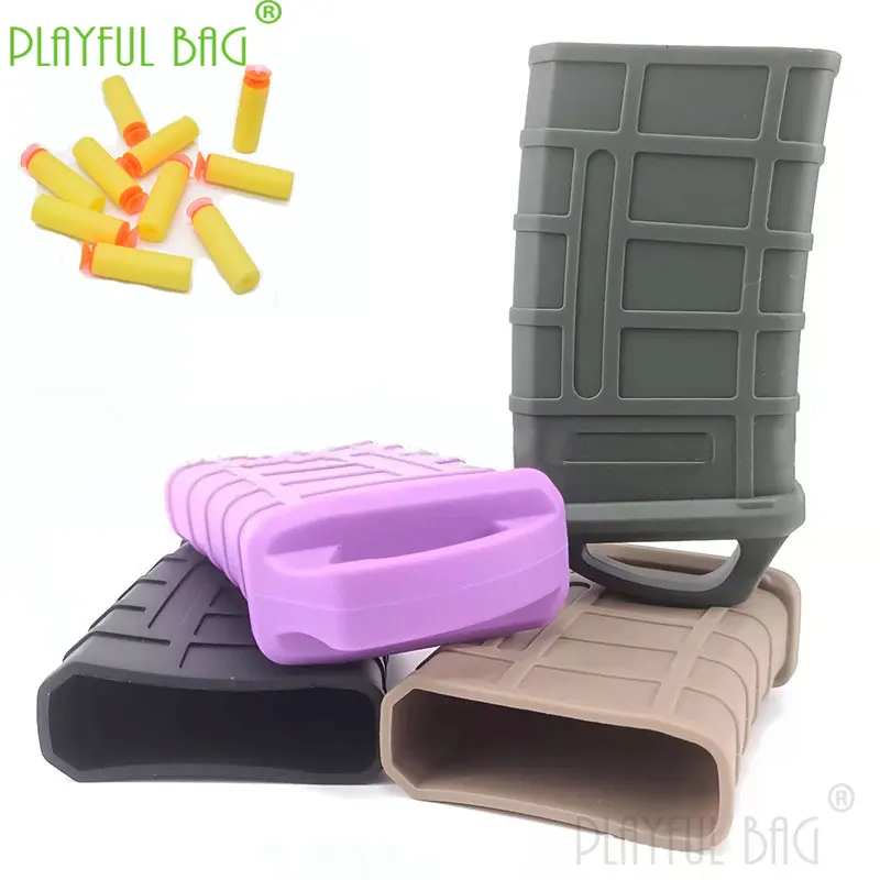 Cheap price outdoor sports adult children interactive game magazine quick pull sleeve soft rubber cover toy gun accessories QD50