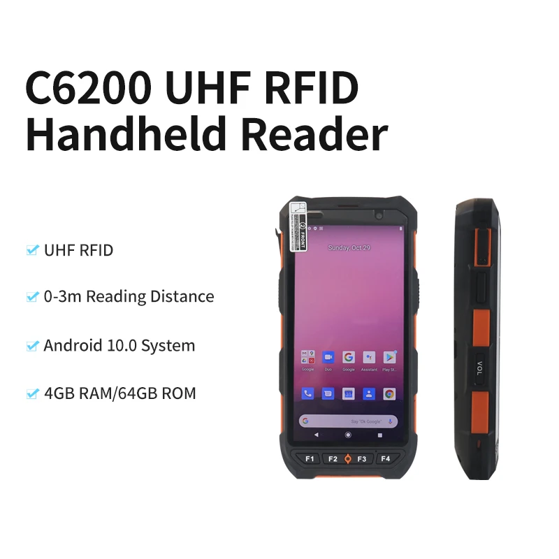 C6200 RFID UHF Handheld Reader Android 10 PDA Built-in UHF Support 1D/2D Scanner UHF RFID Reader for Retail Management