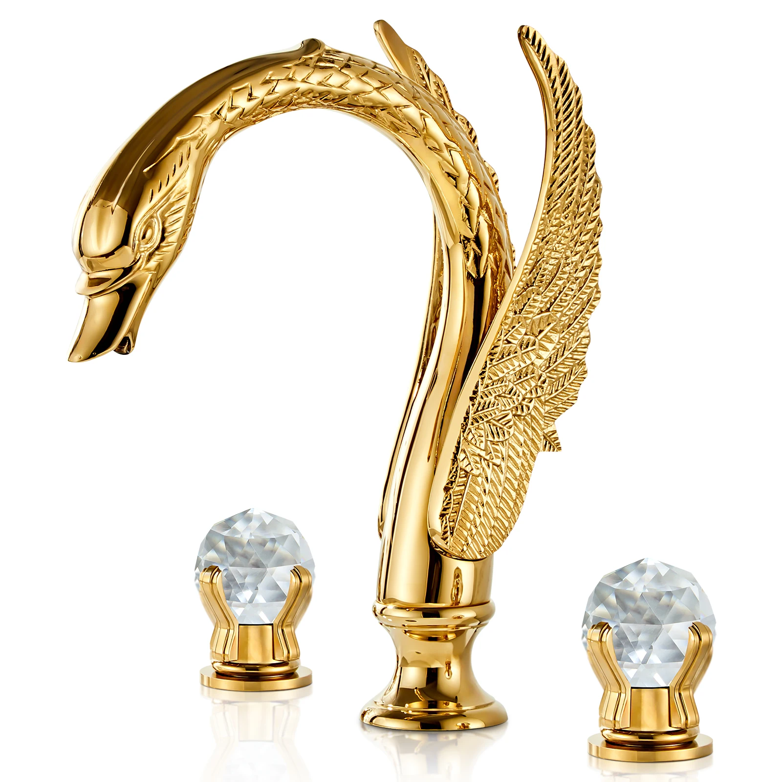 Bongood Swan Faucets for Bathroom Sinks, Ornate Faucet for Gold Sink, Gold Sink Bathroom Faucet, Unique Golden Bathroom Faucet