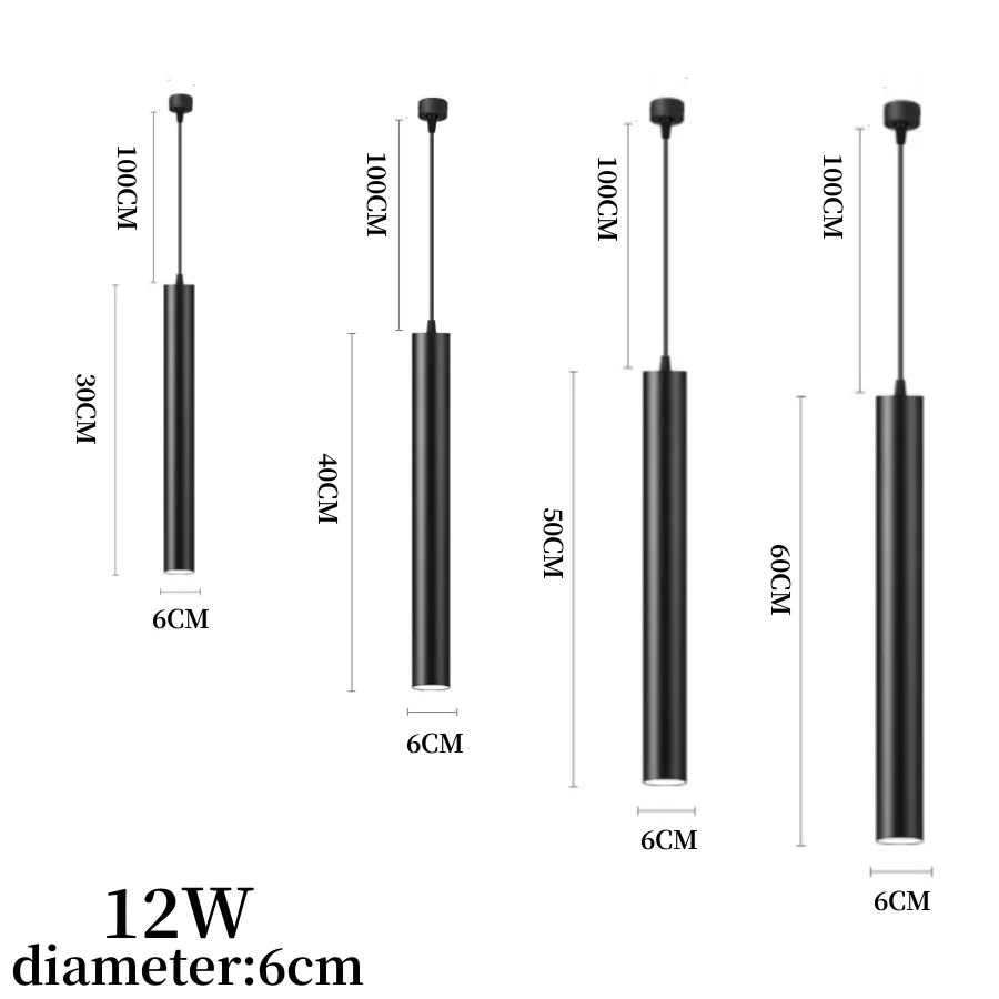 Luces colgantes LED de cilindro regulable, lámparas de tubo largo, cocina, comedor, tienda, Bar, decoración, lámpara colgante de cable, luces de fondo