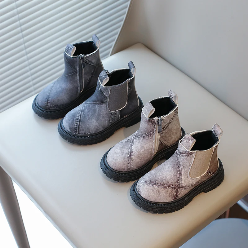 Botas de moda para niños pequeños, botines con cremallera, antideslizantes, estilo Chelsea, otoño e invierno, 2024