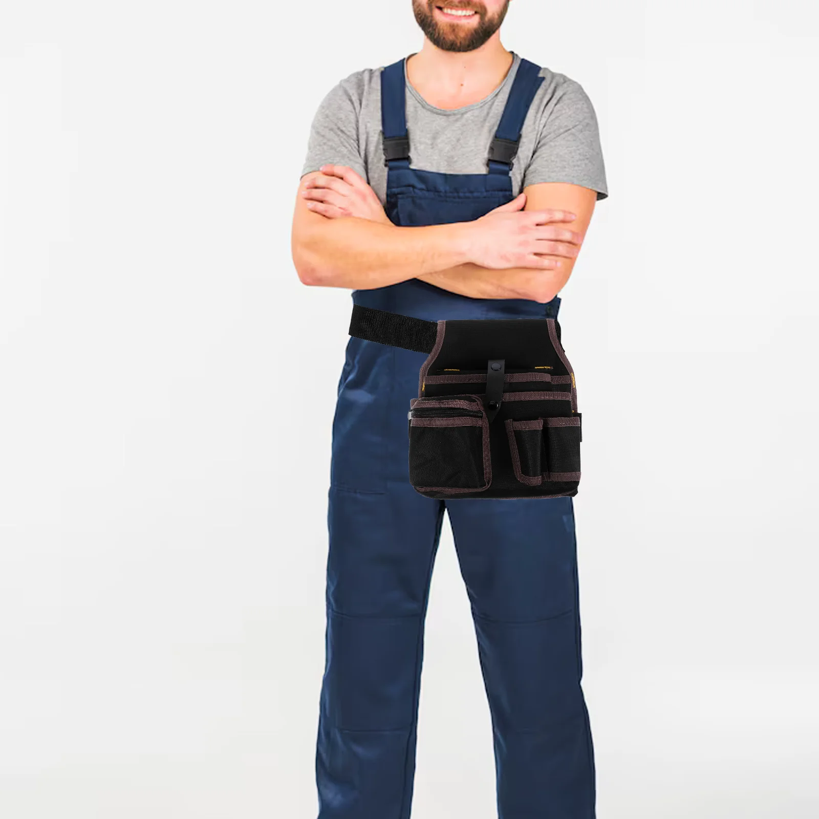 1Pcs Ergonomic Electrician Tool Bag Reinforced Oxford Cloth Waist Pouch High Capacity Multi Pocket Design for Efficient Tool