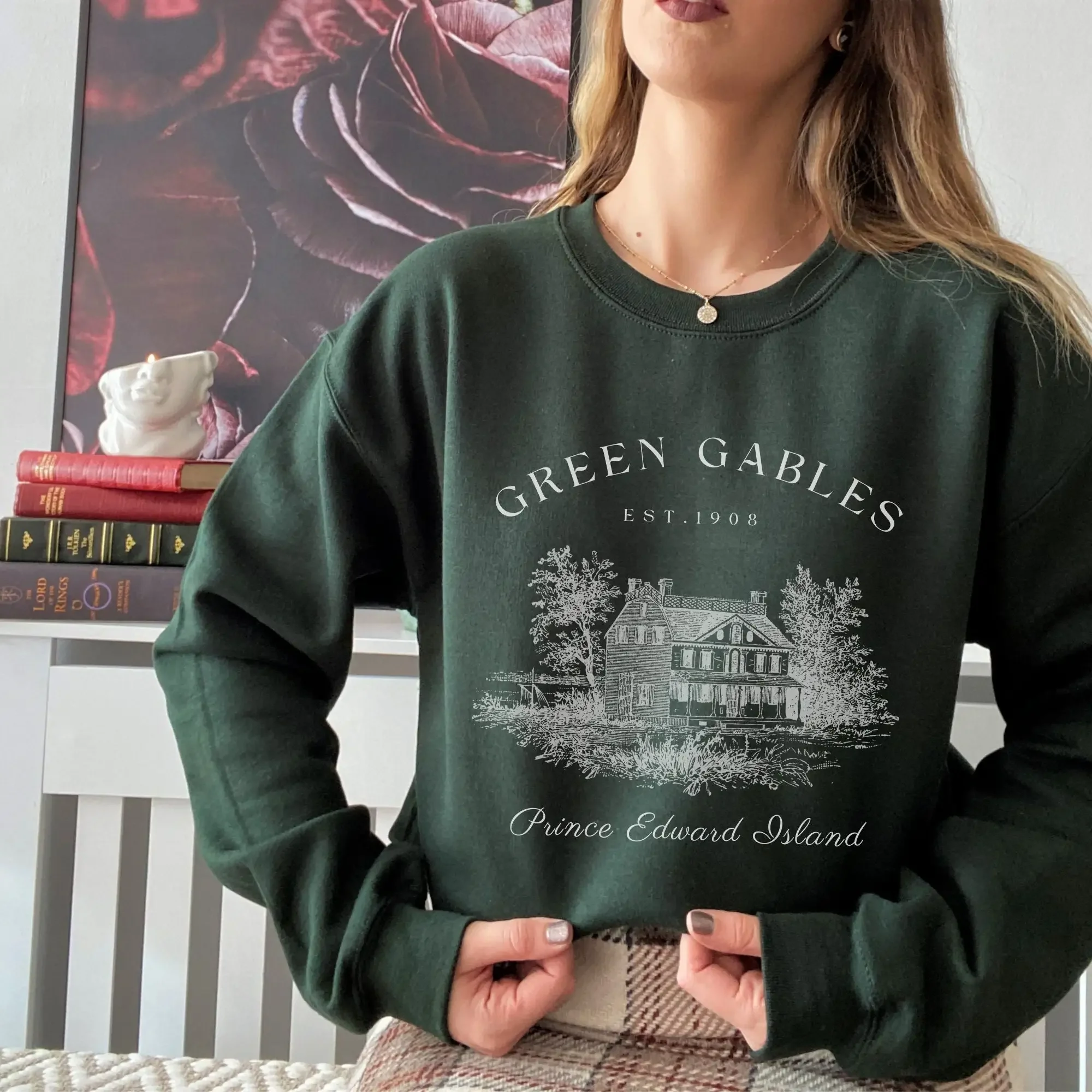 Women Fleece Y2K Top Retro Loose Sweatshirt Dark Academia Anne with an E Sweatshirt Anne of Green Gables Bookish Sweatshirt