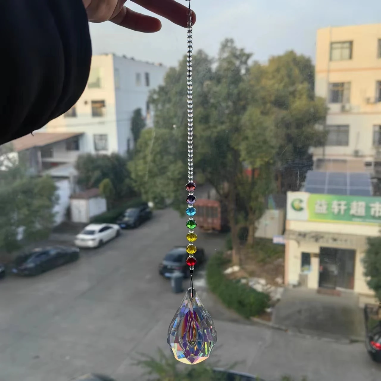 Crystal Hanging Pendants Glass Refracting Prism Sun Catcher Chandelier Parts DIY Wind Chine for Wedding Curtain Decoration