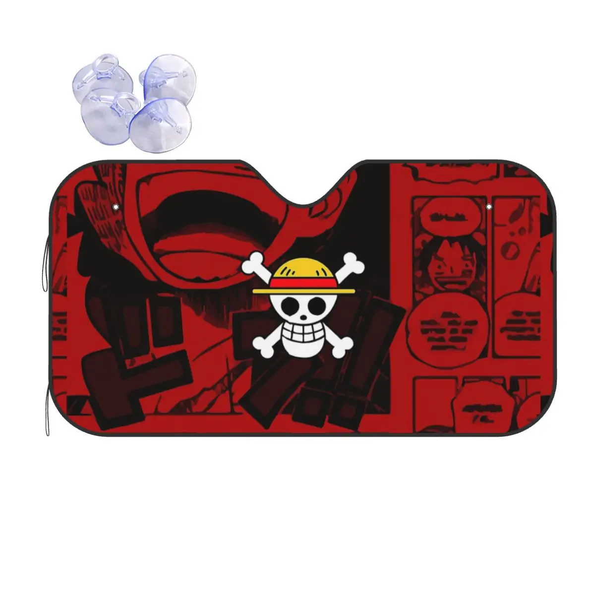 One Piece Pirate Flag Funny Windshield Sunshade 70x130cm Aluminium Foil Car Window Windscreen Cover Blinds