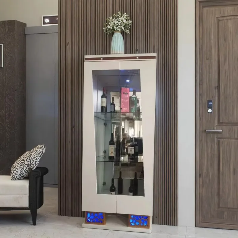Leuchtdioden-Vitrine aus Glas und Schrank für Zuhause – Schlafzimmer, Nachttisch, Wohnzimmer, Weinschrank und Esszimmer, einfache Kunst