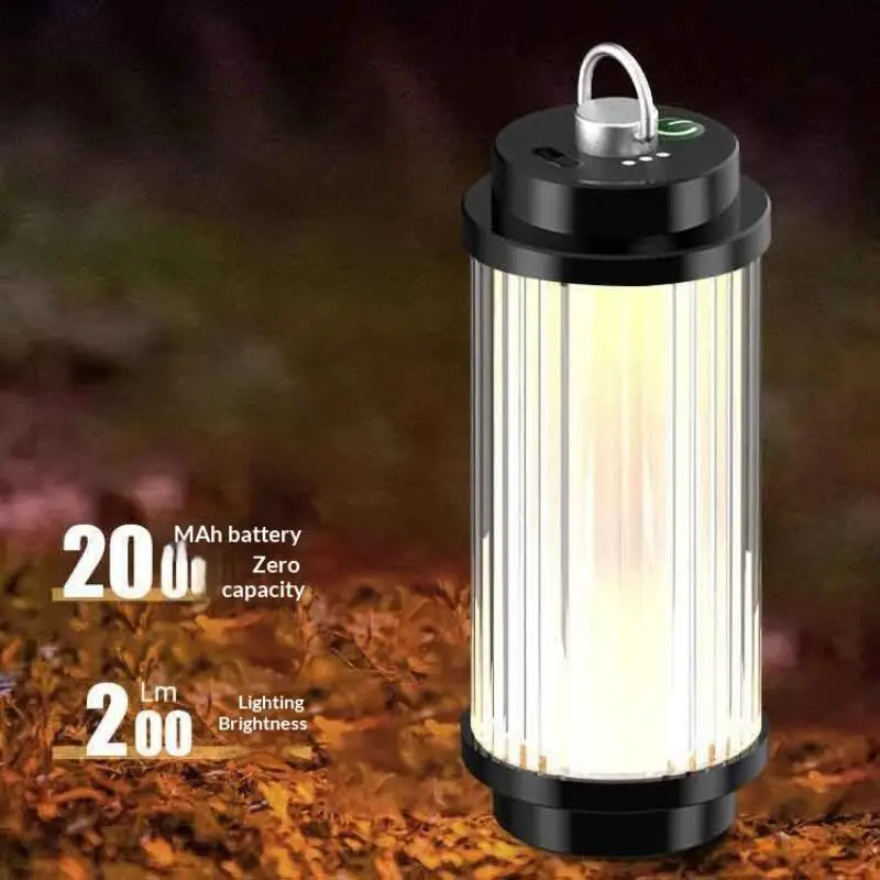 1Pcs Type-C Rechargeable Outdoor Flashlight 2000mAh Mini LED Camping Lanterns Warm White Light Hanging 38 Explore Camp Light