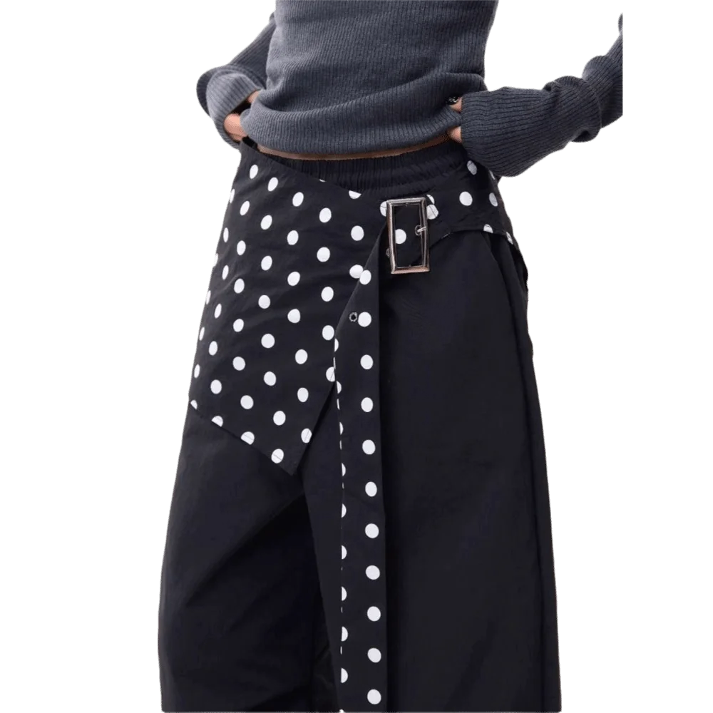

New Polka Dot Polka Dot Mini Skirt Asymmetrical Overlap Women Mini Skirt Y2K Bandage Faldas Jeans Decoration