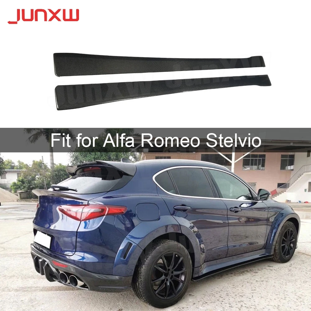 Carbon fiber Side Skirts Aprons For Alfa Romeo Stelvio 2017 2018 2019 FRP Door Bumper Guard Car Styling