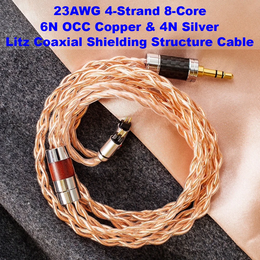 

Кабель для обновления HiFi IEM, 23AWG, 4-жильный, 8-жильный, 6N OCC, медь и 4N Silver Litz, коаксиальная экранирующая структура, провод для наушников