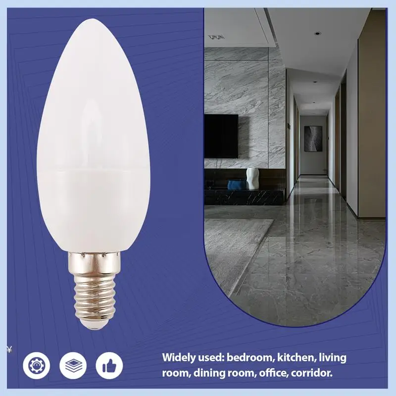 

AS63-6Pcs LED Lamps Candle Light Bulbs Candlesticks 2700K AC220-240V, E14 470LM 3W Cool White