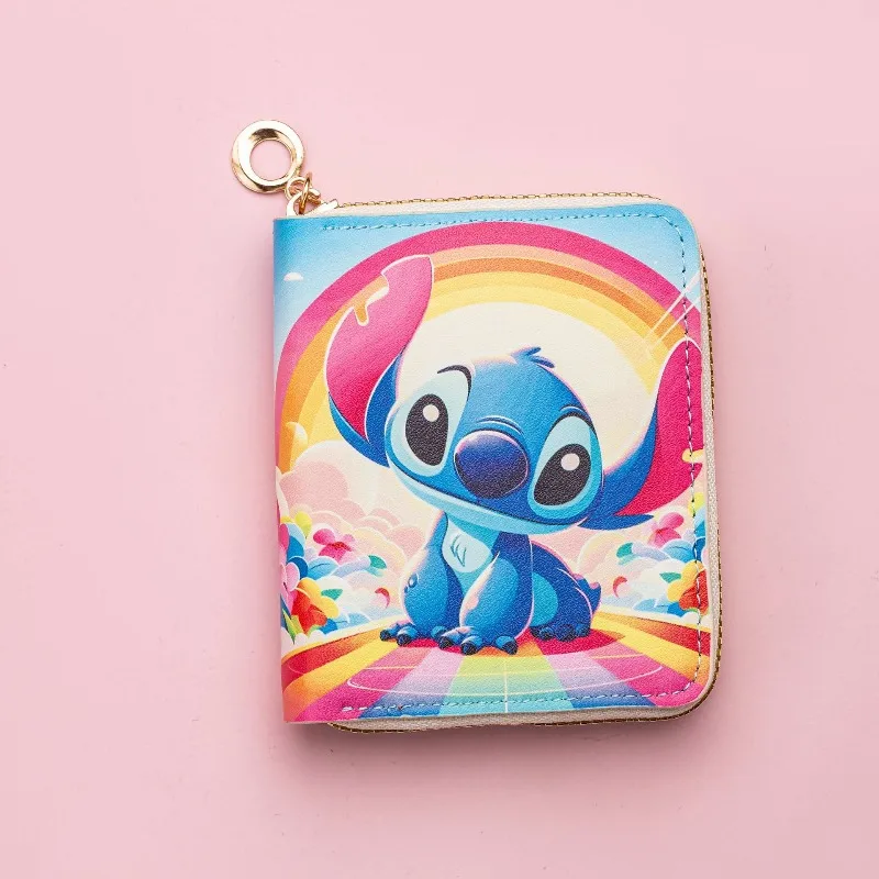 

Disney Stitch Mini PU Zipper Coin Purse Wallet with Card Holder Cute Short Handbag for Women Girls Fans Daily Use Gift Idea