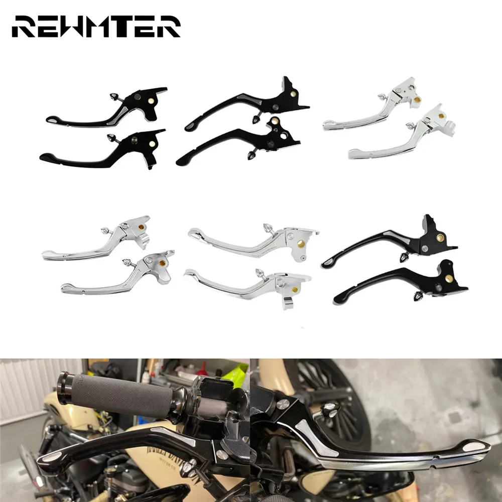 

Motorcycle CNC Adjustable Regulator Brake Clutch Handle Lever Black/Chrome For Harley Sportster XL Touring Softail FLHT FLHX