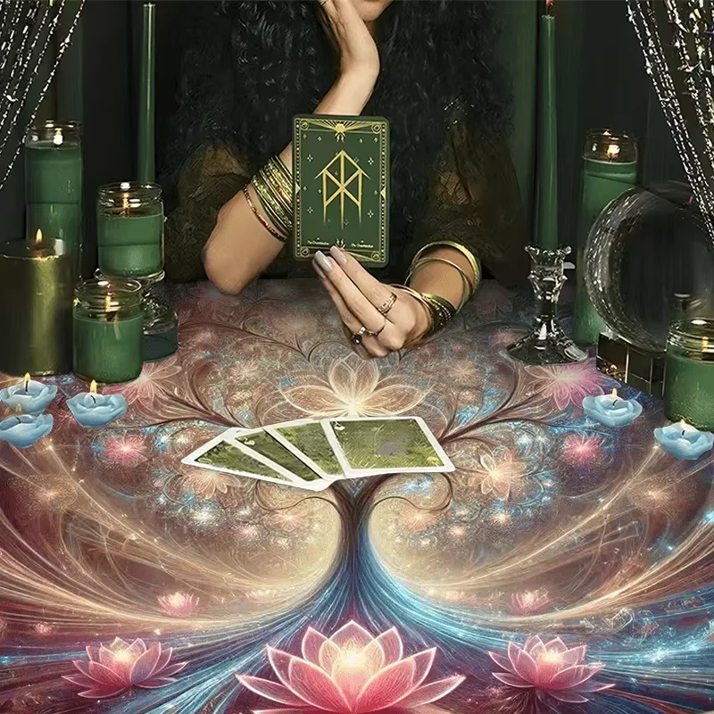 مفرش طاولة التارو على شكل قلب من VIKAMA - نمط مربع، مناسب كديكور مذبح لعرافة التارو