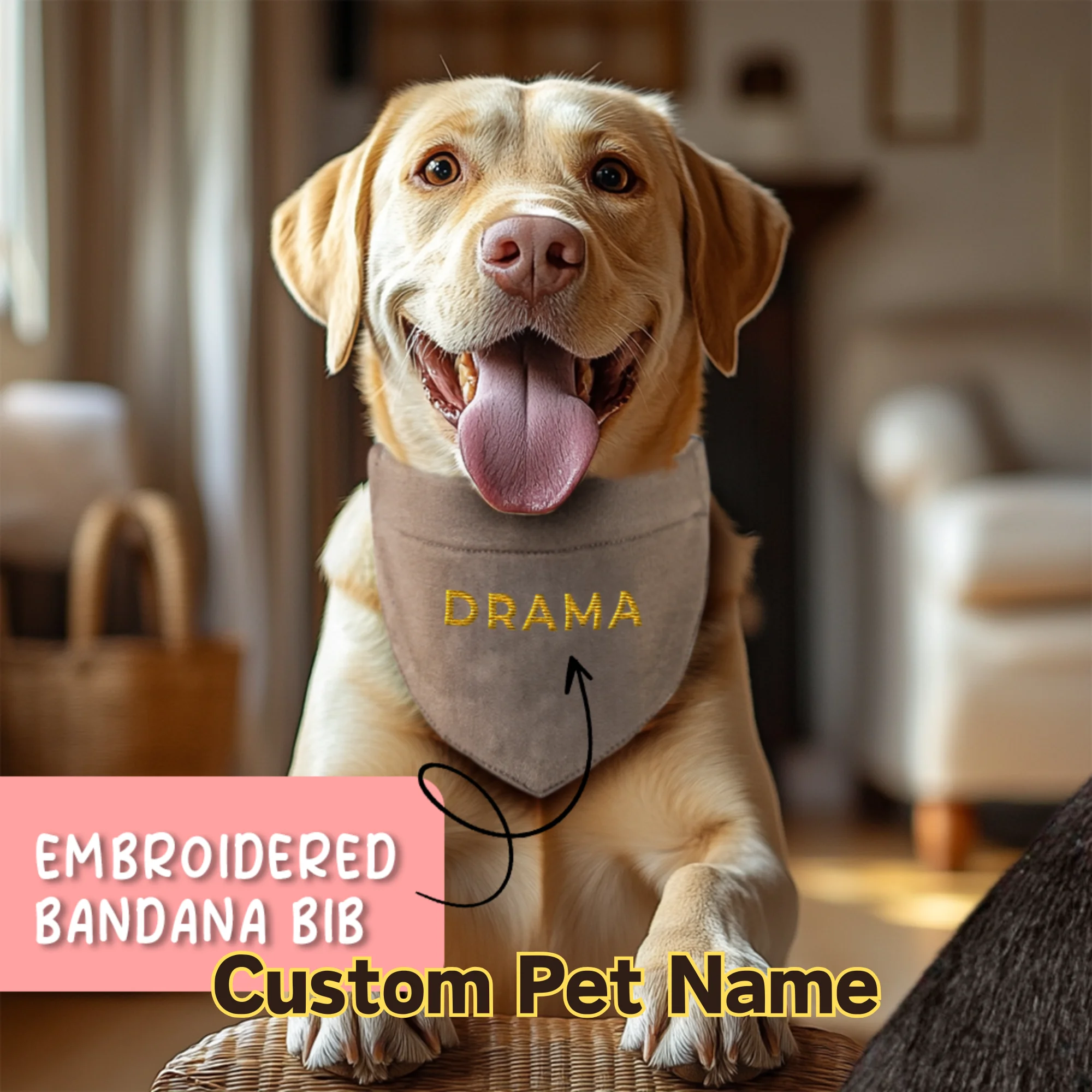 

Custom Dog Bandanas Embroidered Name Large Pet Scarf Personalized Adjustab Dog Drool Bib Cat Grooming Accessories Pet Supplies