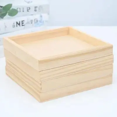 

Набор из 4 деревянных лотков для сортировки, натуральное необработанное массивное дерево, безопасные закругленные края для организации хранения