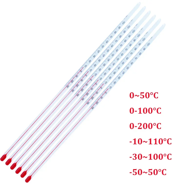 Glass Beaker with Red Liquid Mercury Thermometer and Glass Rod for Laboratory Testing