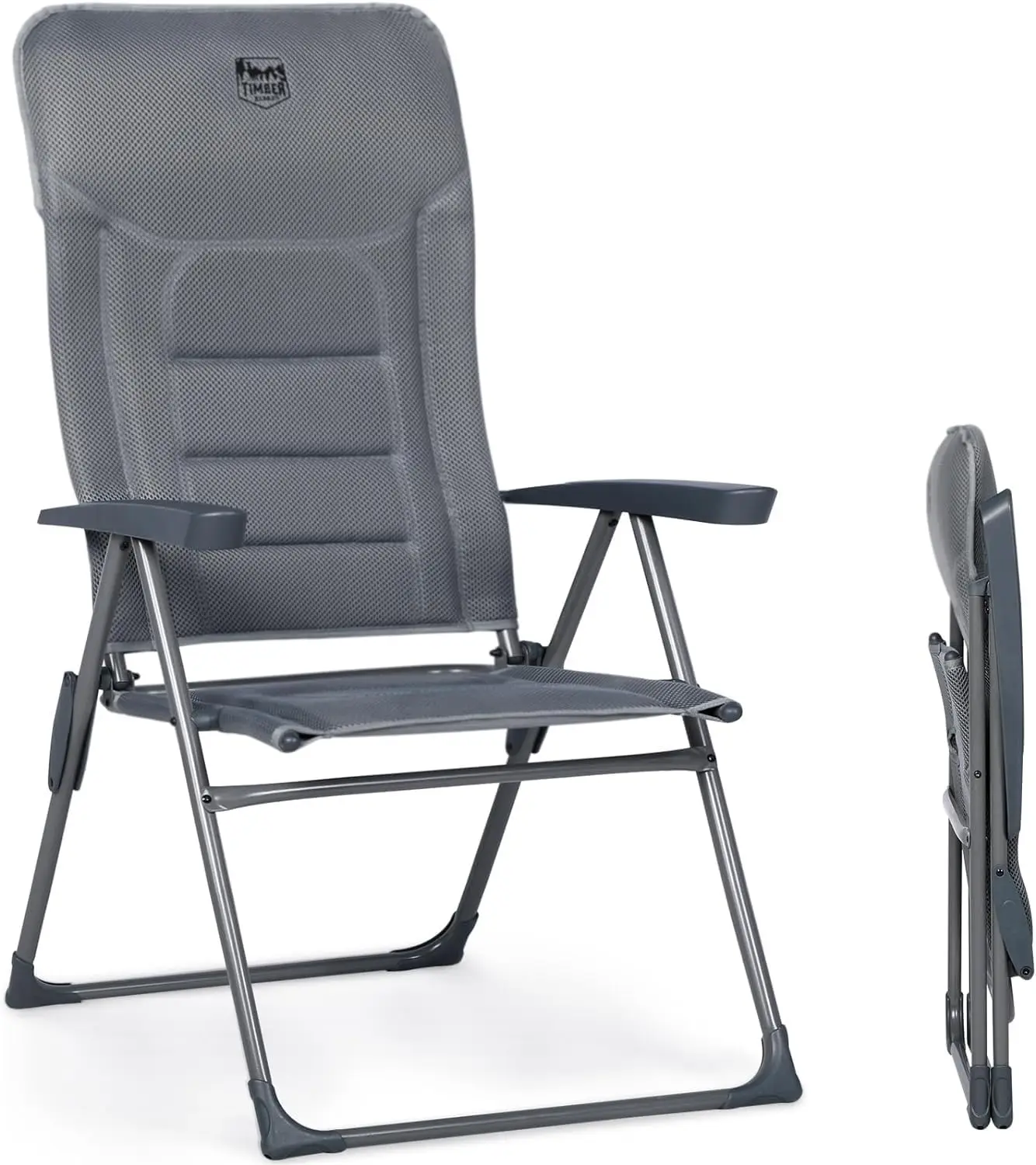 Silla de Jardín Plegable de Aluminio 150kg con Respaldo de 7 Posiciones Ajustable en Altura con Reposabrazos y Reposacabezas