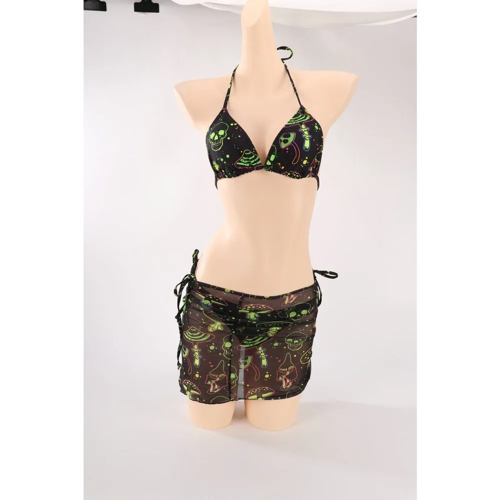 Women's Bikini Set Swimwear Push Up Halter Two Piece Bathing Suit Summer Beach Pool Party Sexy Printed Tankini Swimsuits Women B