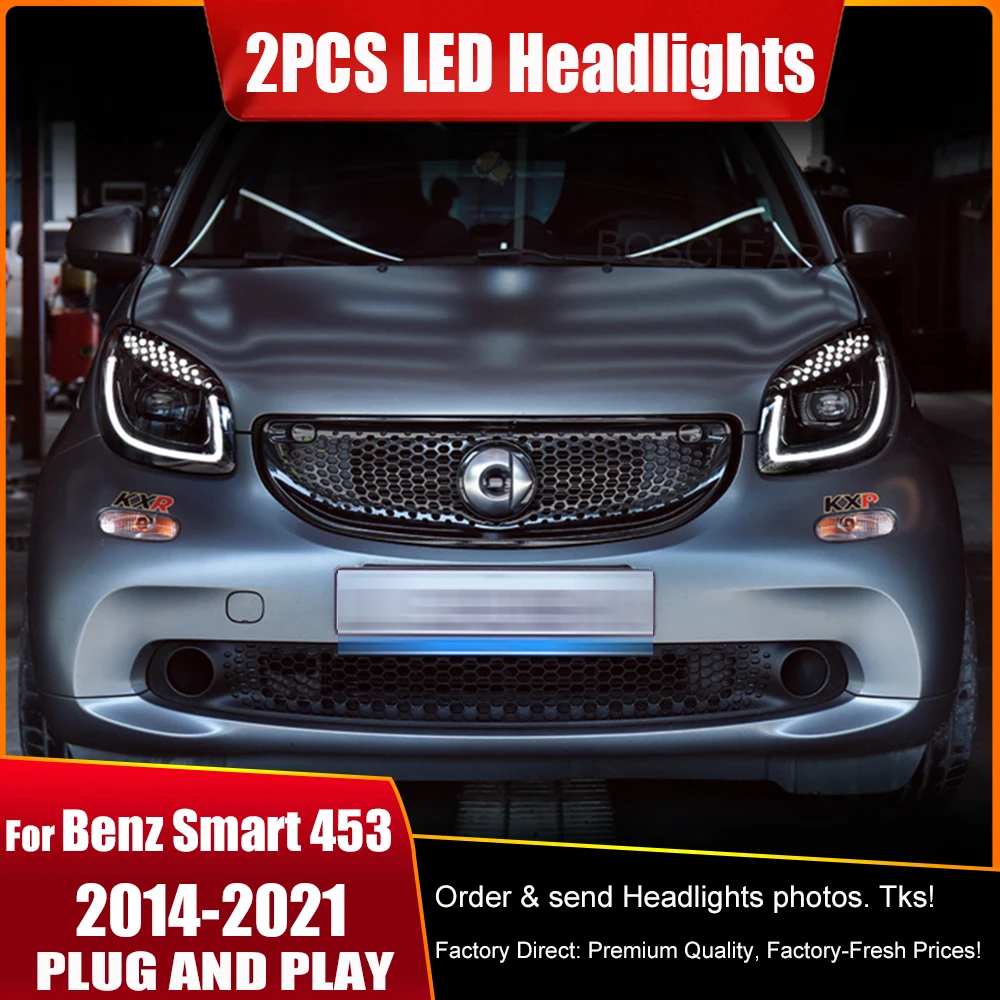 LED Headlight Assembly for Mercedes Benz Smart 2015-19 Modified Taillamps Daytime Running Light Turn Signal Lens Car Accessories