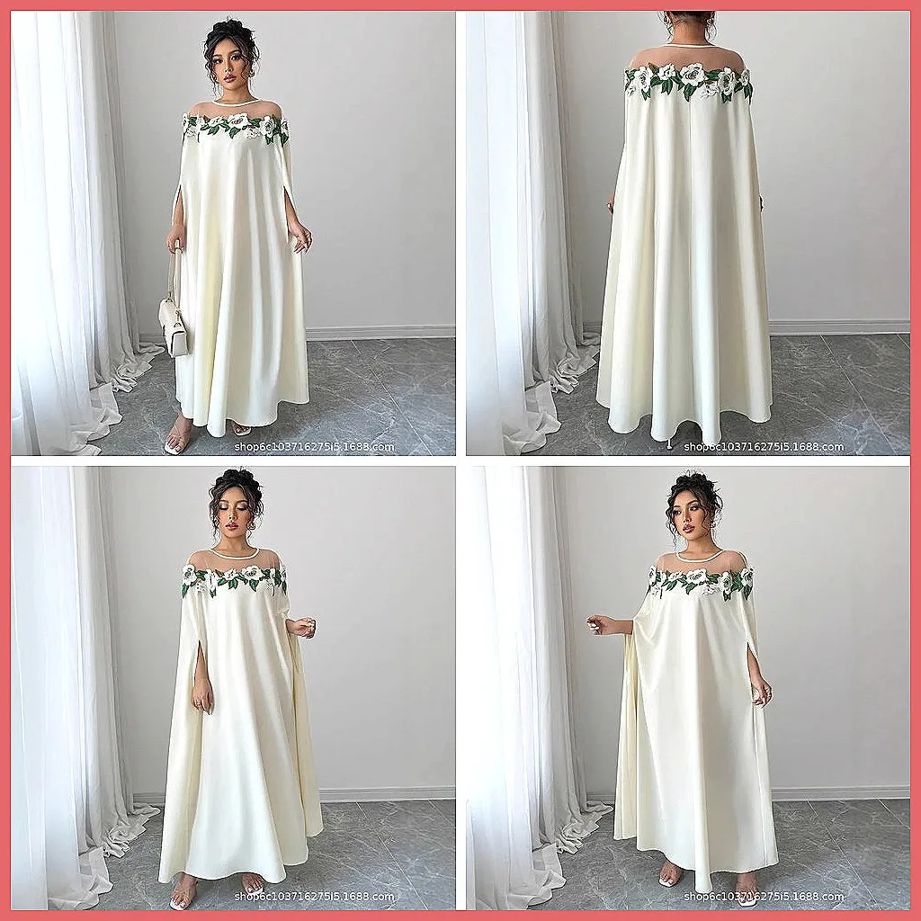 

Women's Floral Summer Dress Long Sleeve Round Neck Elegant Office A-Line Vestidos