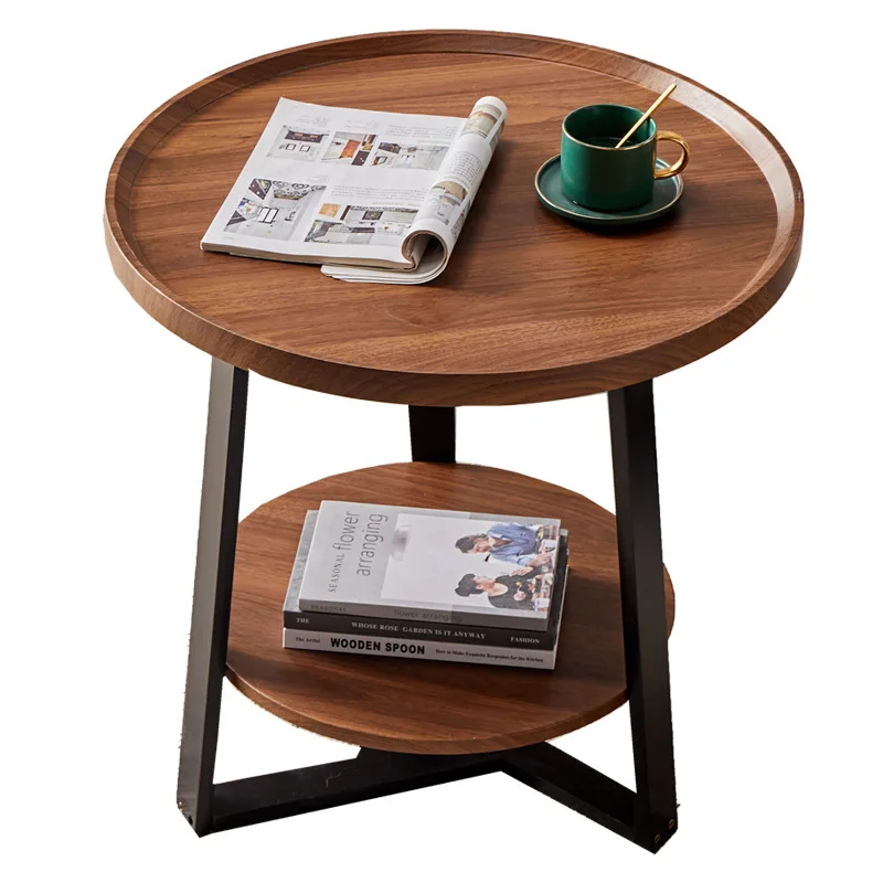 Light Luxury Small Apartment Living Room Coffee Table Simple Household Round Double-layer Side Table Hotel Sofa Side Table