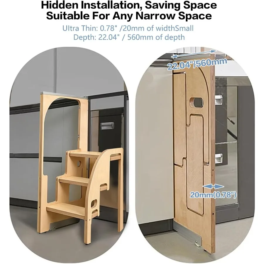 2/3 Hideaway Build-in Cabinet Step Stool