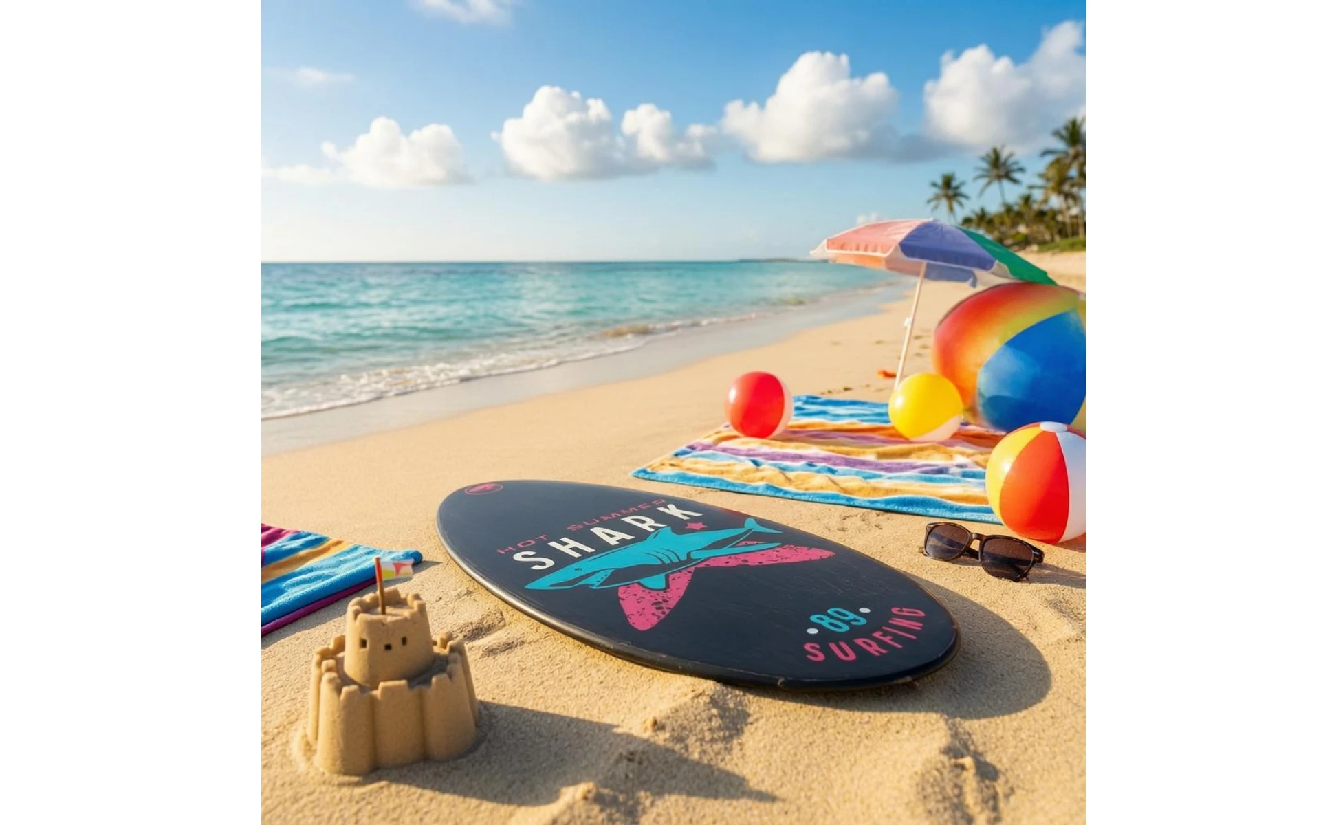 Hard Surfboard Rounded Tail Printed Surfboard Ride Board Stable Ride Water Sport Gear Sturdy