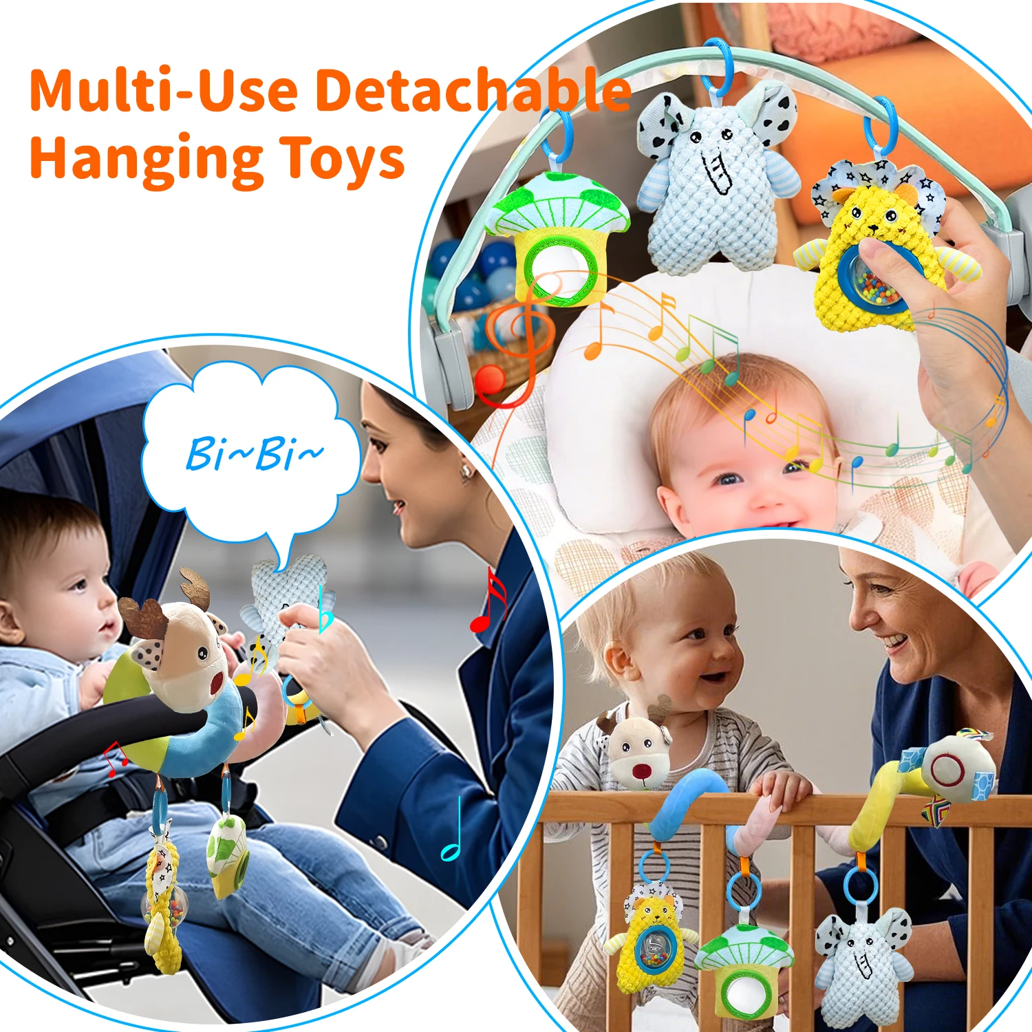 Nette Neugeborene Baby Plüsch Kinderwagen Spielzeug Hängen Baby Weiche Rassel Sensorischen Spielzeug Krippe Mobile Stubenwagen für Babys Kinder Ideale Geschenke