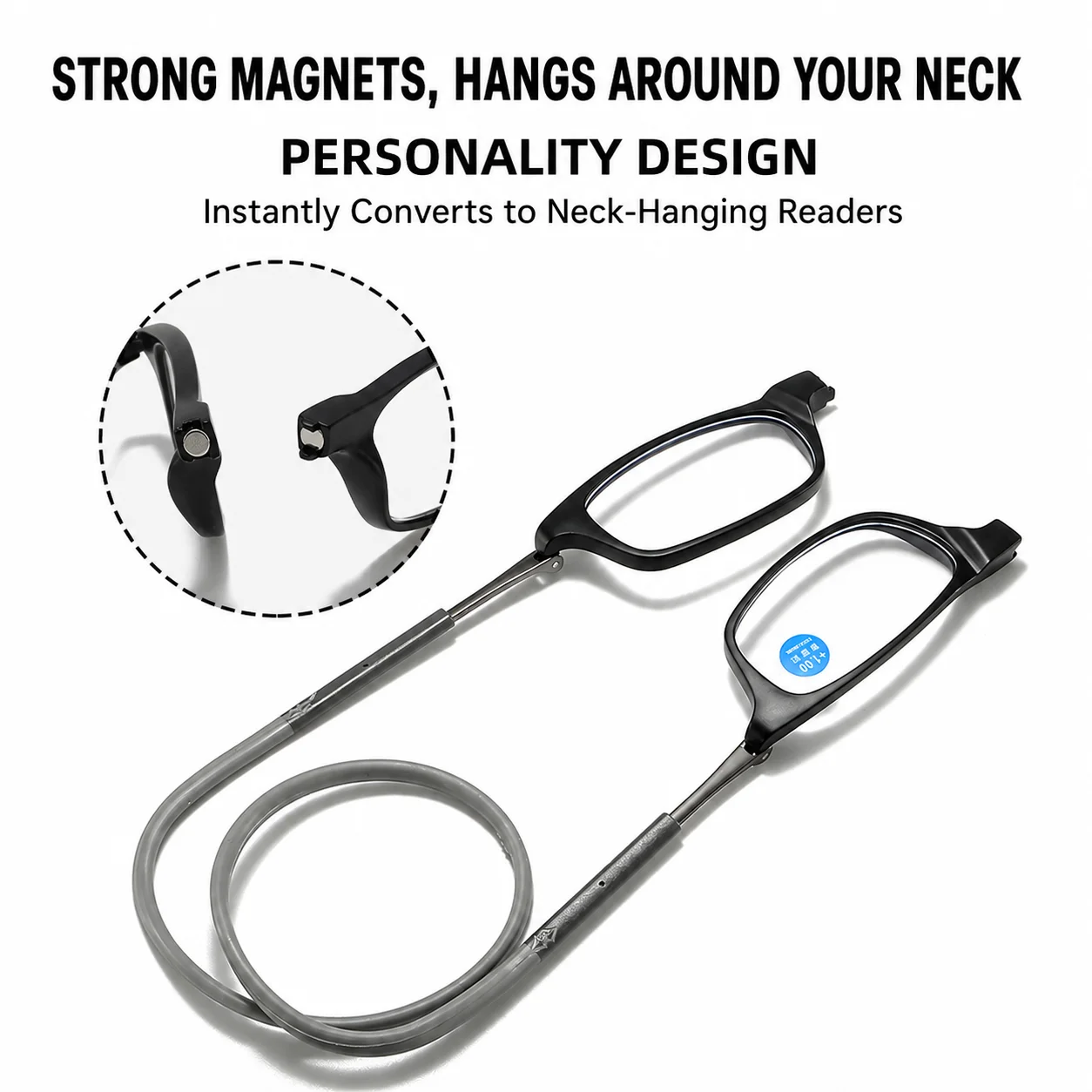 Marken-Magnetische Halskettengläser mit Blaulichtfilter, Tragbare Vergrößerungslinse, Anti-Verlust-Brille 0+1+1,5+2,0+2,5+3,0 – Detail 10