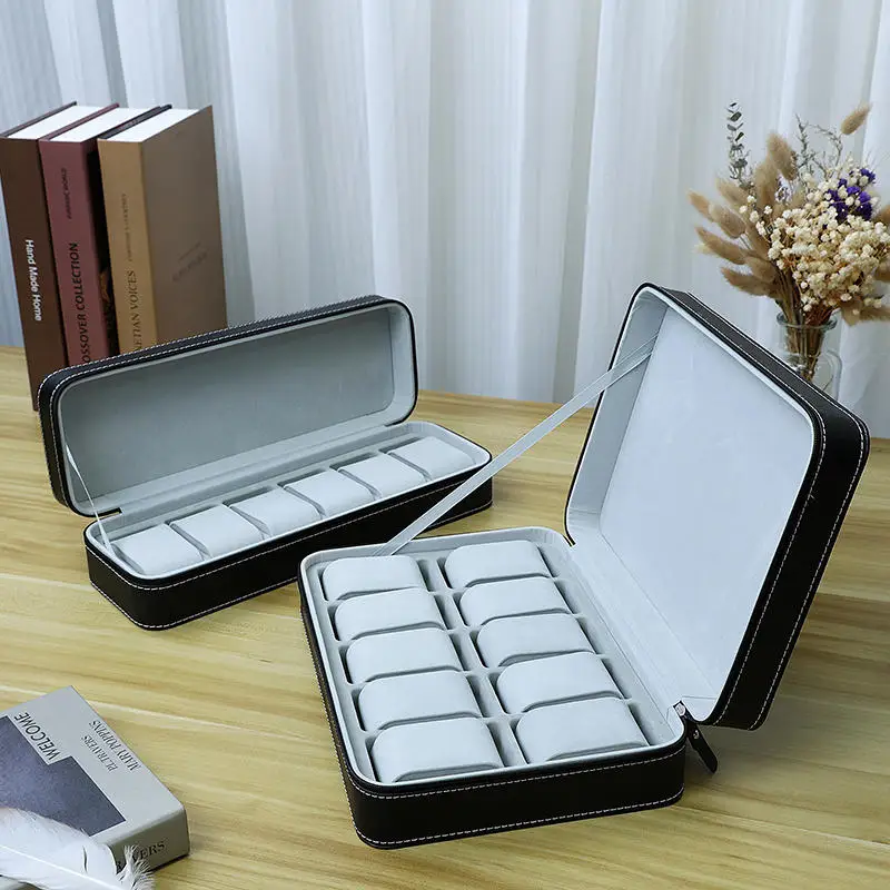 New 6/10/12 Girds Portable Watch Storage Boxes Organizer with Zipper Classic Style Multifunctional Watch Display Box