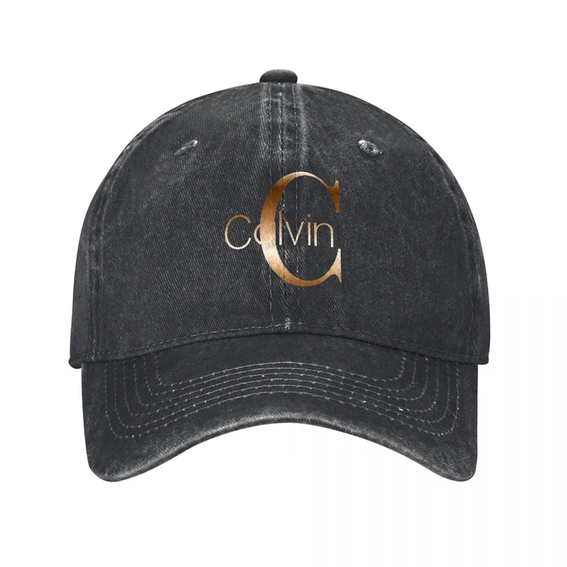 Gorra de Béisbol de Algodón Lavado con Logotipo de Calvin Klein, Gorra Clásica Negra Ajustable con Diseño de Bordado Dorado para Hombre y Mujer