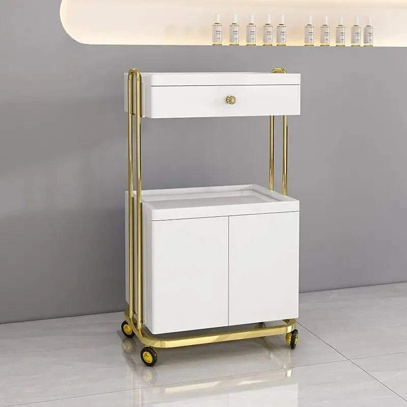 Utility Beauty Salon Tattoo Trolley Barber Hair Salon Tool Trolleys Cosmetic Spa  Salon Furniture Auxiliary Storage Cart