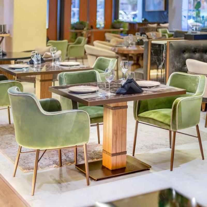 

One Stop Fabric Cafe Box Seat Sofa Metal Coffee Shop Table and Chair for Chinese Restaurant