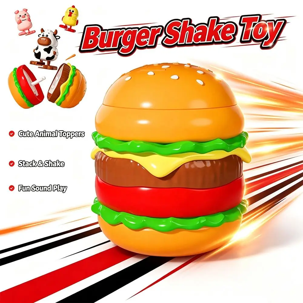 New Cute Animal Style Burger Animal Toy Interactive Stress Relief Wind-Up Animal Toy Burger Shape Jumping Egg Toy Prank Play