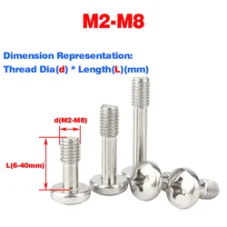 304 Stainless Steel Cross Pan Head Lock Screw / Round Head Half Thread Bolt M2M3M4M5M6M8