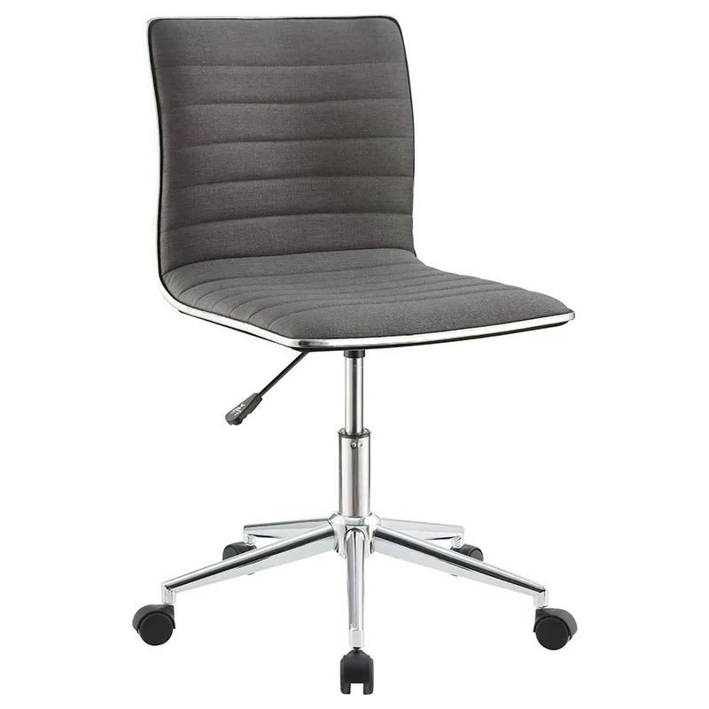 Grey and Chrome Armless Office Chair with Casters On-Site