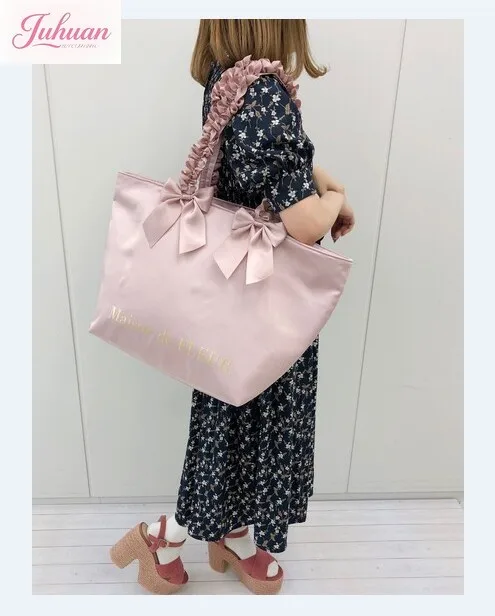 

Японские портативные женские сумки большой вместимости, сумка через плечо с рюшами и бантом в стиле Лолиты, дорожная сумка на молнии, A4, можно разместить