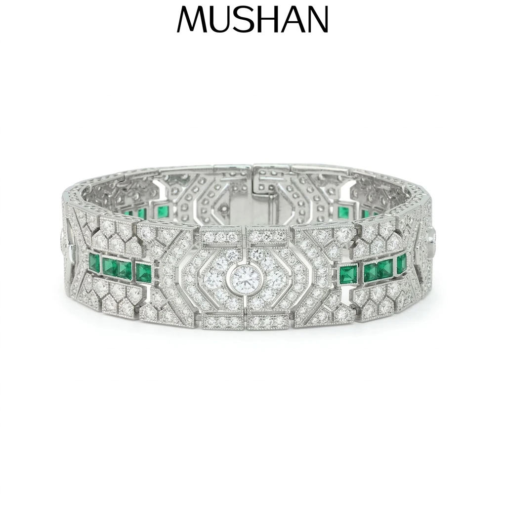 

MuShan Jewelry 925 Sterling Silver Bangle 5A CZ Gemstones HCD Gemstones Designer 925 Sterling Silver Bracelet Accessories
