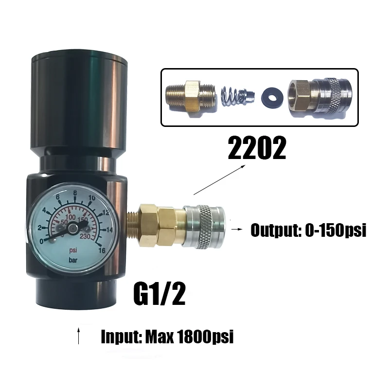 

Regulator 0-150psi Portable Micro CO2 Regulator for Pneumatic Tools Nailers Staplers Caulking Guns G1/2-14 & 0.825-14NGO