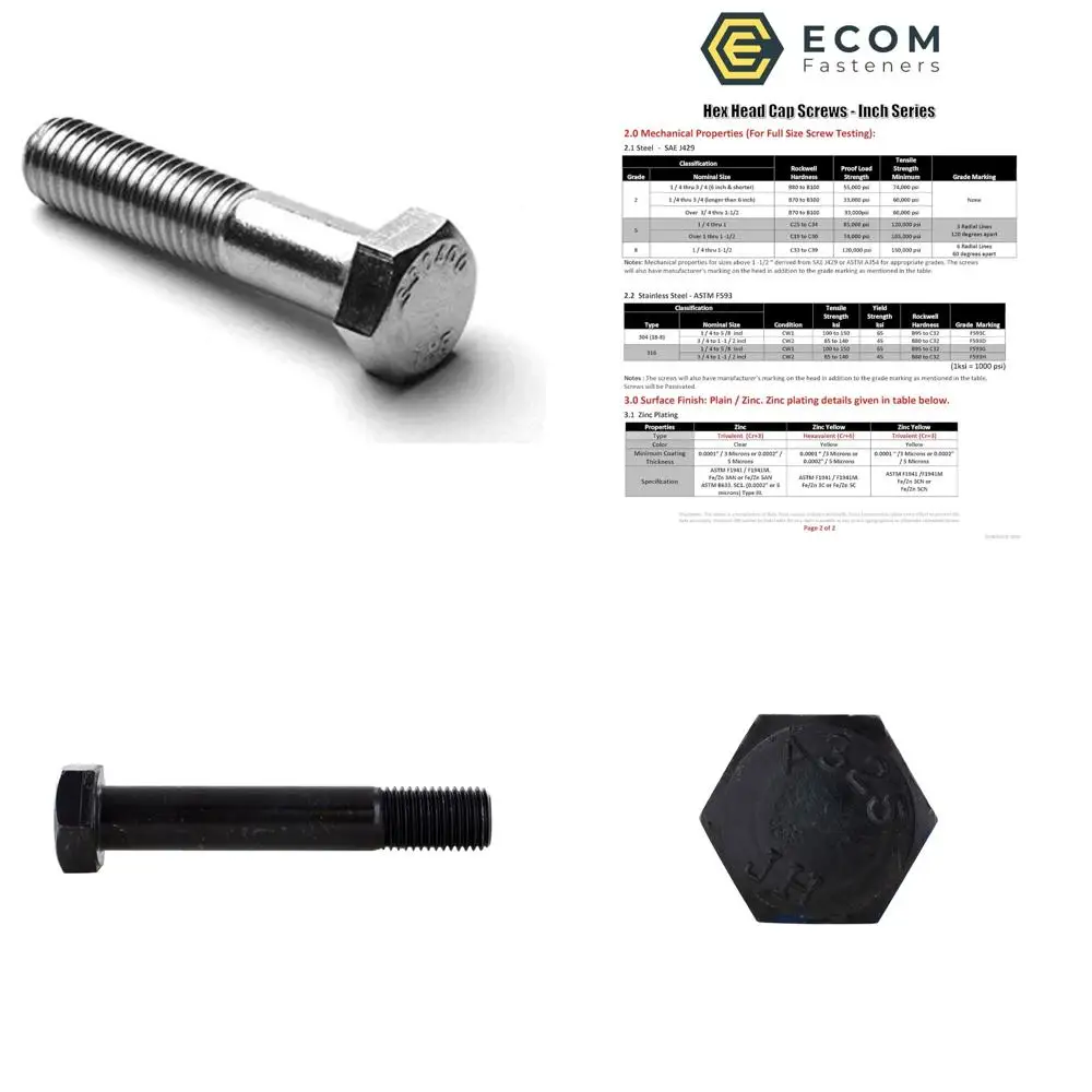 

Stainless Steel Hex Cap Screws 18-8 5/8 Inch x 3 Inch Coarse Thread Partially Threaded 25 Pack