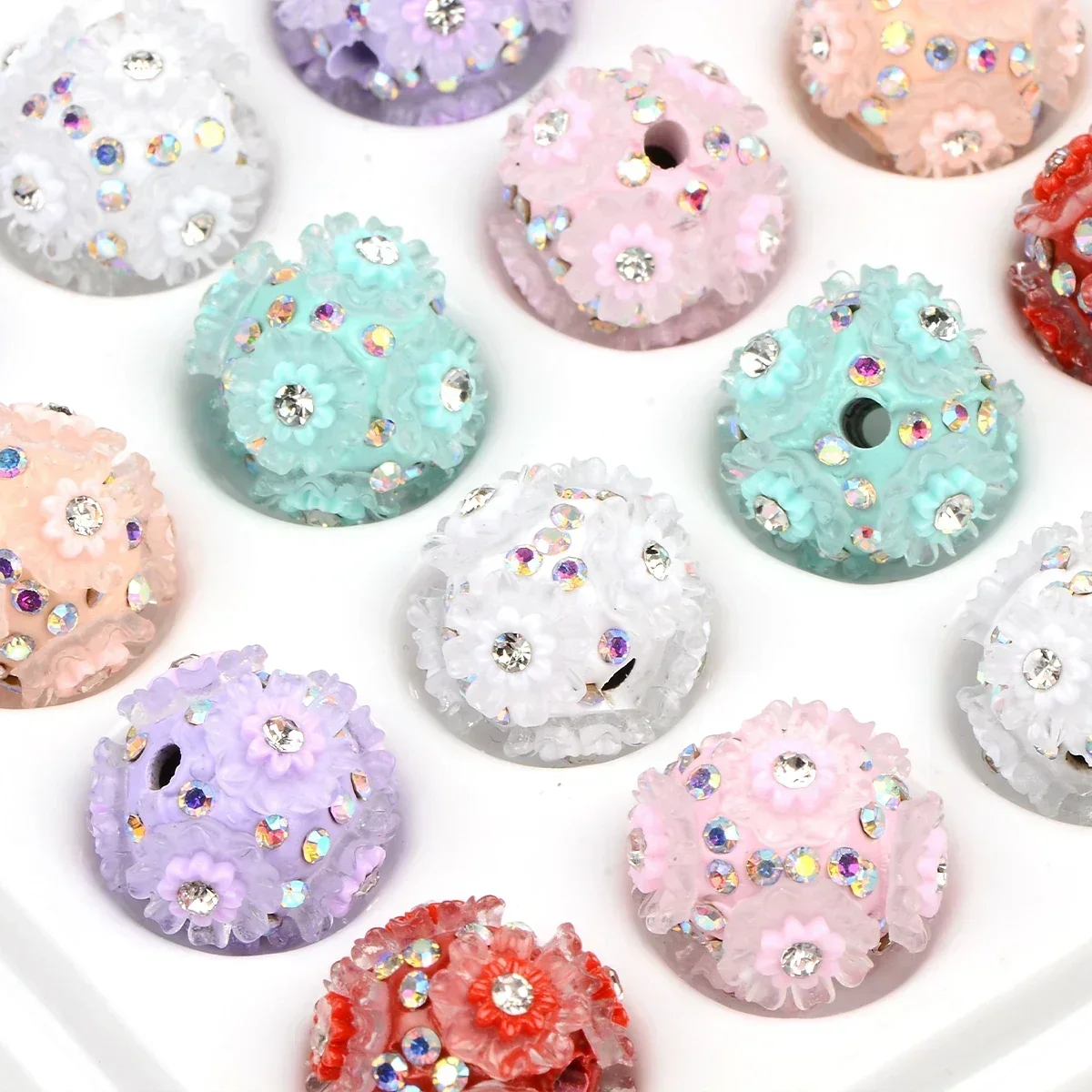 5pcs/10pcs Random Color Flower Acrylic Beads For Keychain Crafting DIY Makers Crafters Perfect Gift for Creative Individuals