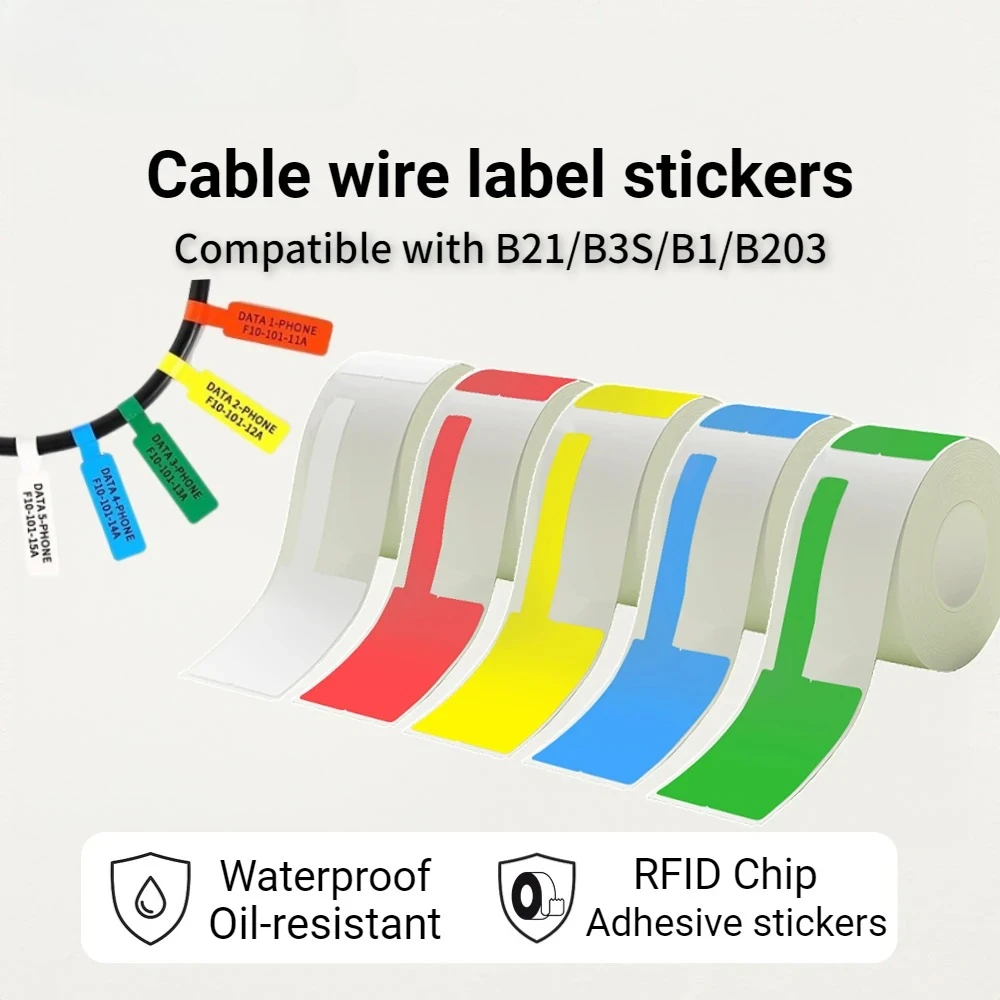 Niimbot  B4 B31 B1 B21 B203 B3S B2 B2Pro Thermal Wire Cable Sticker Self Adhesive Waterproof Identification Fiber Tag
